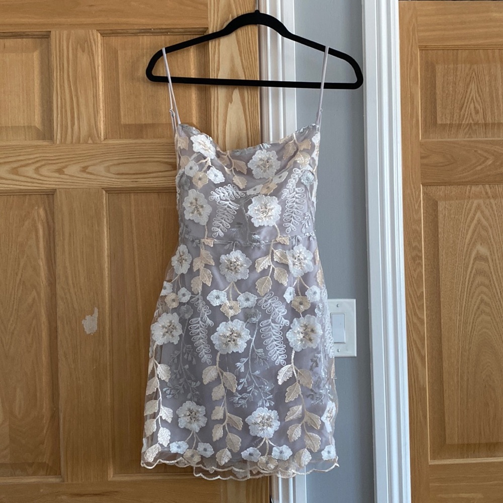 Lucy In the Sky Gray Floral Dress